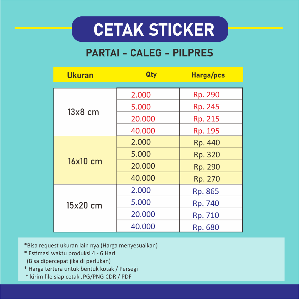 Cetak Stiker Caleg Partai Kampanye - Sticker Pemilu Pilpres