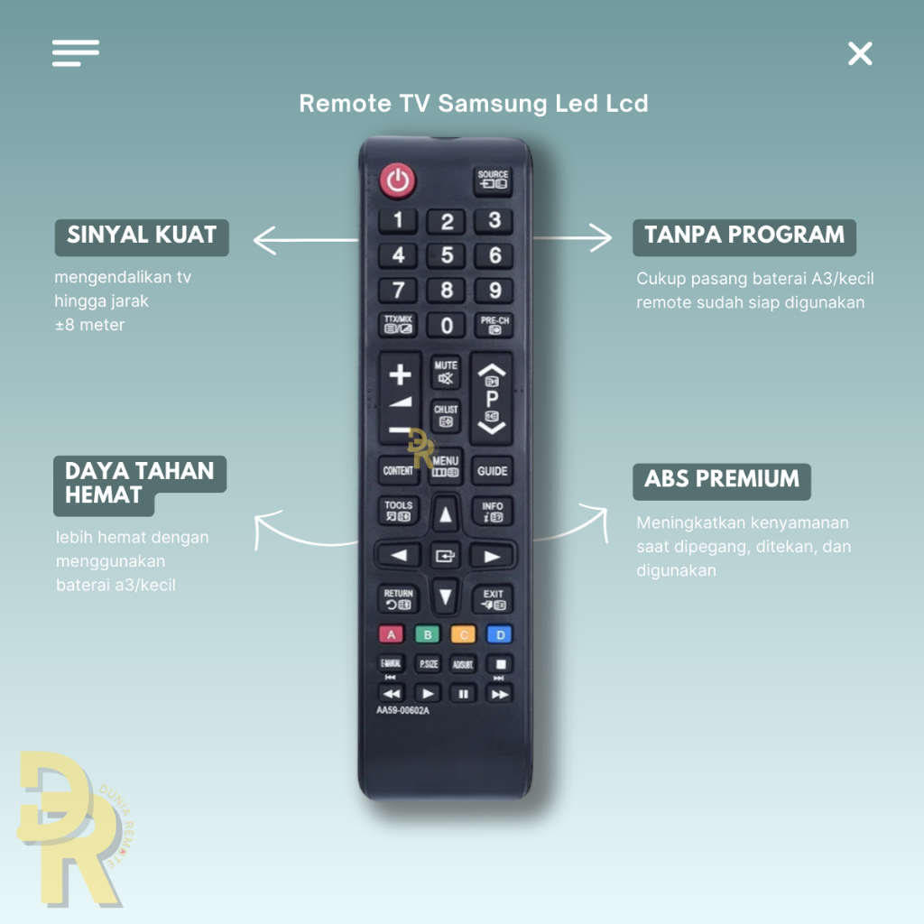 Remot Remote TV LCD/LED Smart Tv Samsung Type AA59-00602A