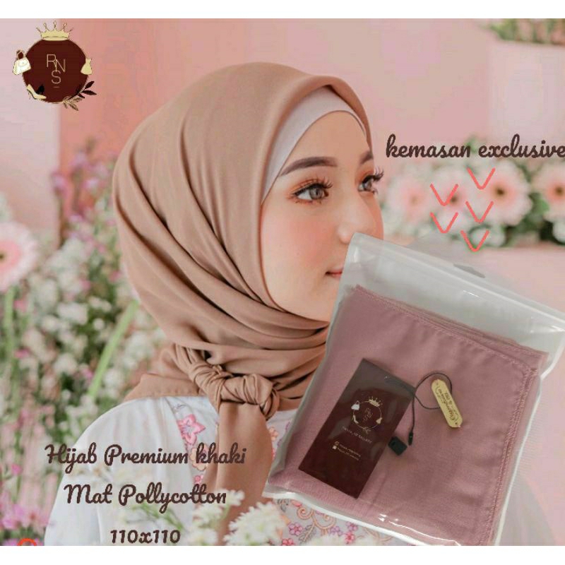 Premium Hijab Segi Empat Bella Square Khaki by RayyaNScarves