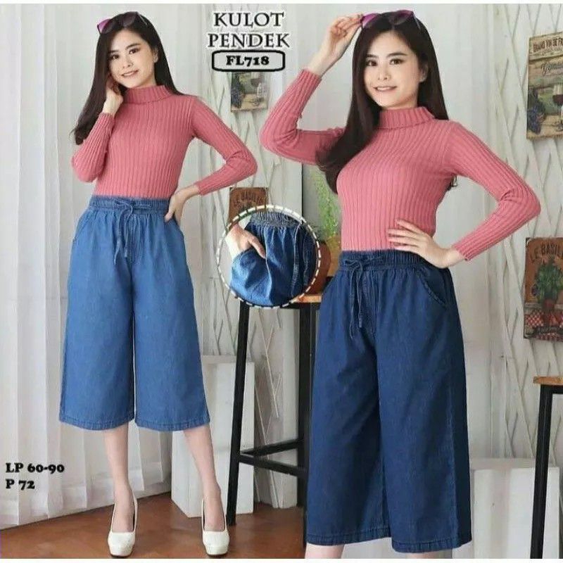 Celana Kulot Pendek Jeans 7/8 Wanita // Celana Kulot Pendek Wanita Murah // Celana Kulot Pendek Wani