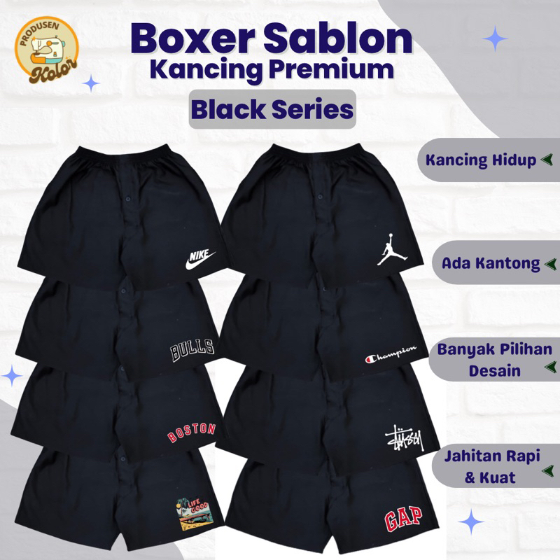 (Black Series) BOXER KANCING SABLON PREMIUM / BOXER GOLBI / BOXER MURAH