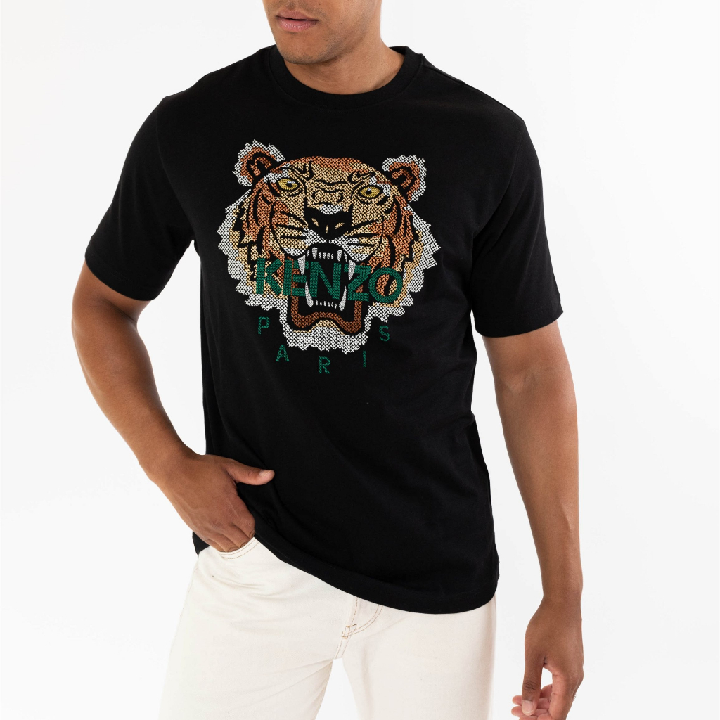 Knzo Tiger Knit Tee Black / Green Yellow Orange