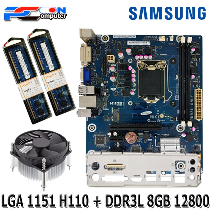 Mobo Motherboard H110 OEM DDR3L Plus Fan dan Ram