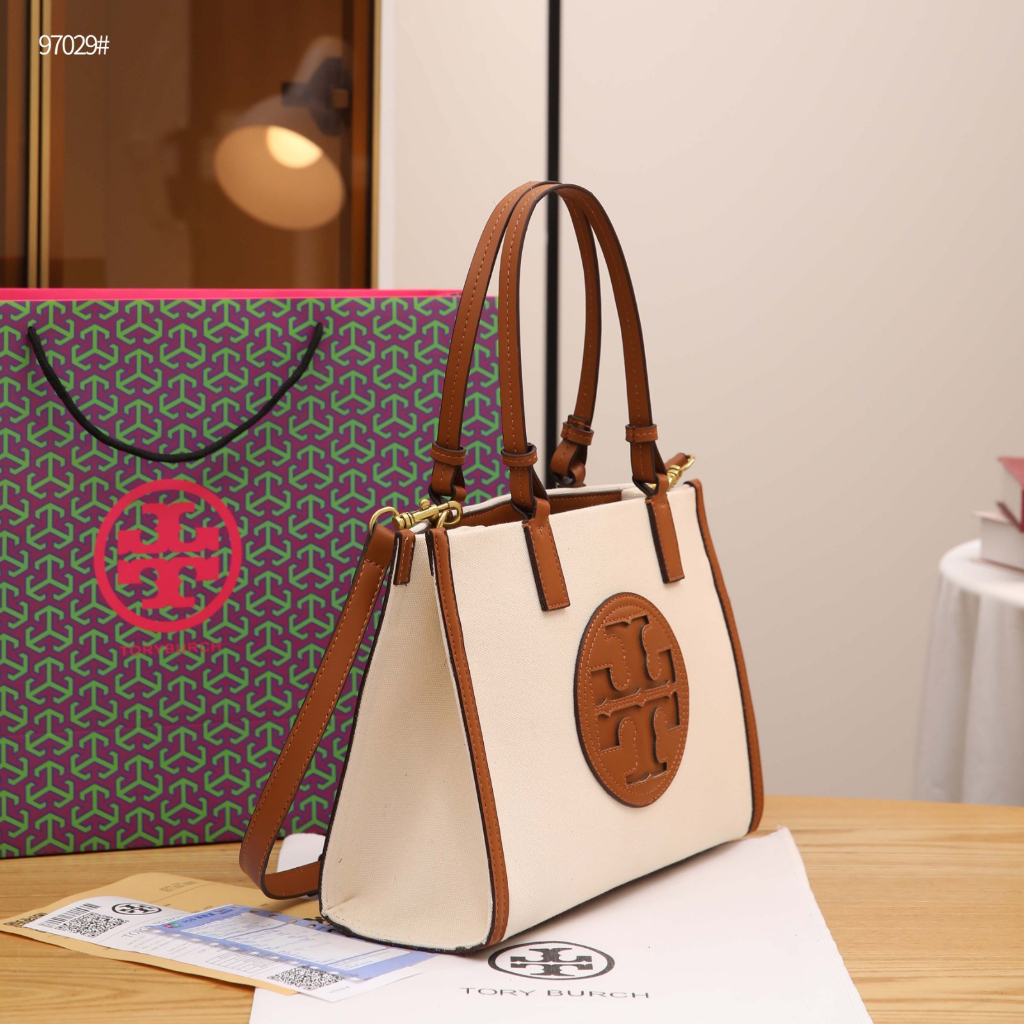 T 97029 Ella Canvas Leather Tote Bag