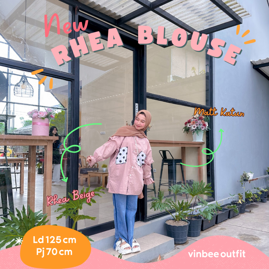 Vinbee - Rhea Blouse - Kemeja Wanita Pocket Polka Katun Poplin