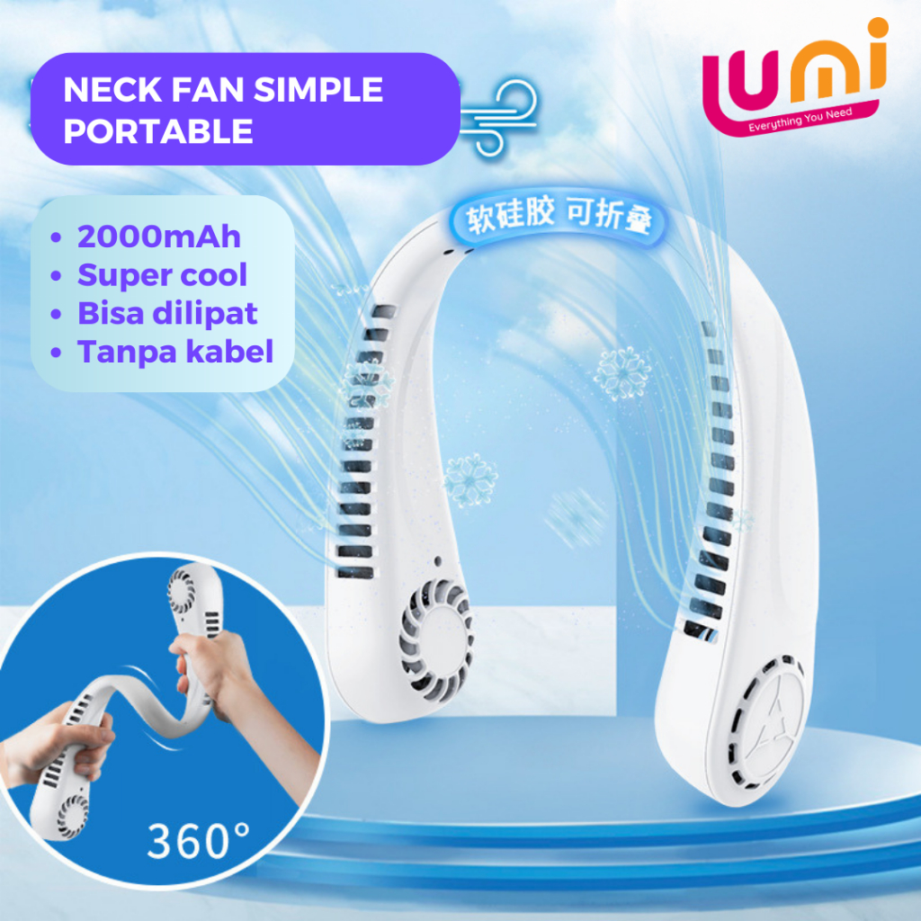 Kipas Angin Leher Portable Gantung USB Tanpa Baling Elektrik Mini Hanging Bladeless Silent Rechargeable Portable Lazy Neck Fan