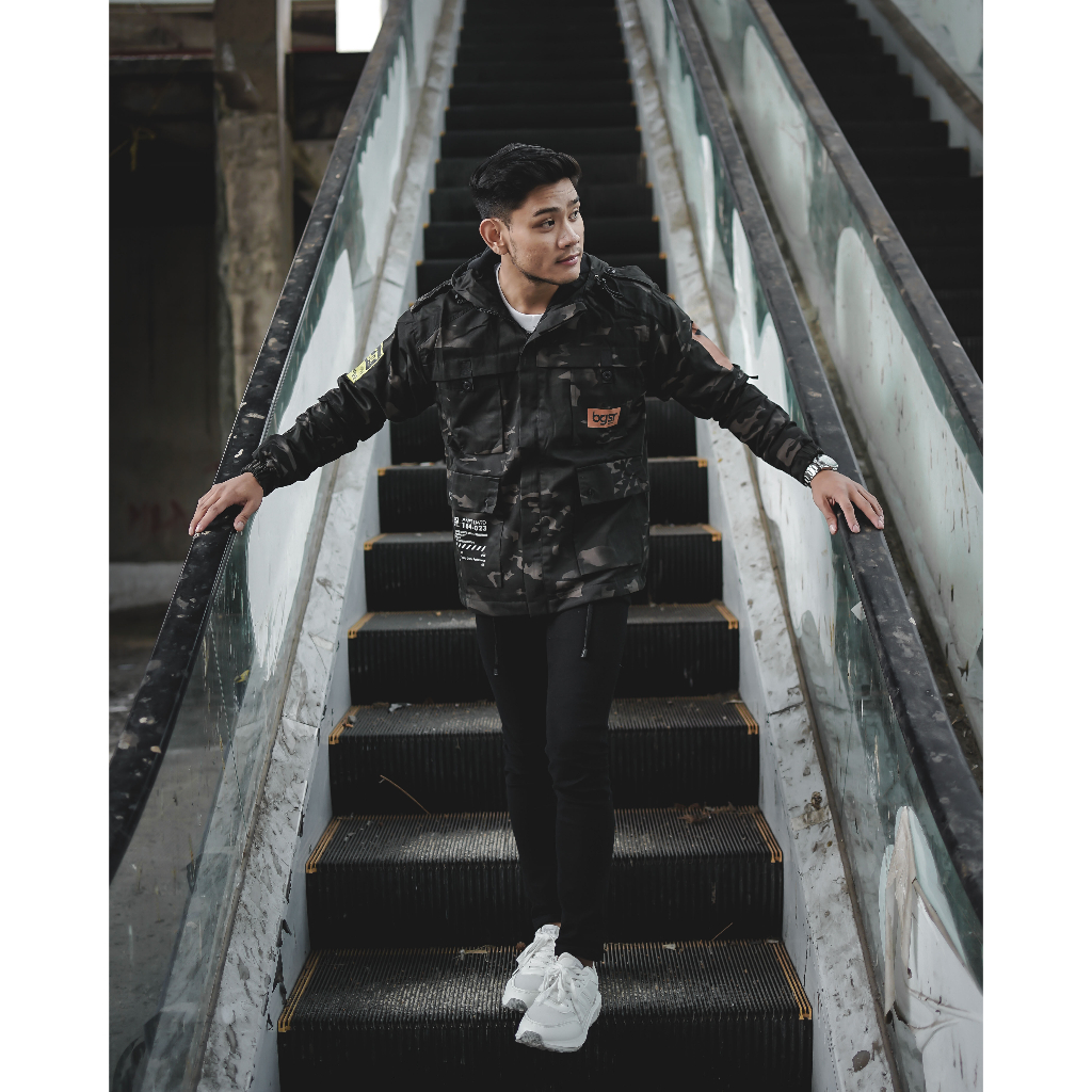 Jaket Parka Camo Army Pria Sleting Saku Dalam Baby Canvas Tebal Adem