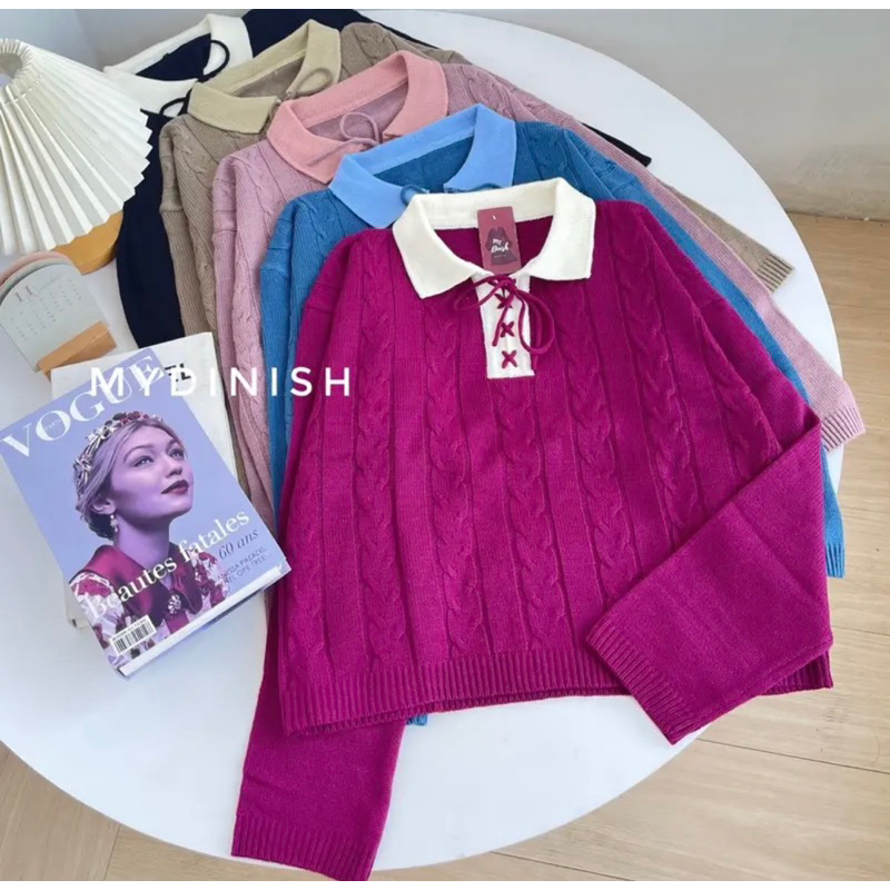 Vitali Polo Blouse Atasan blouse berkerah rajut