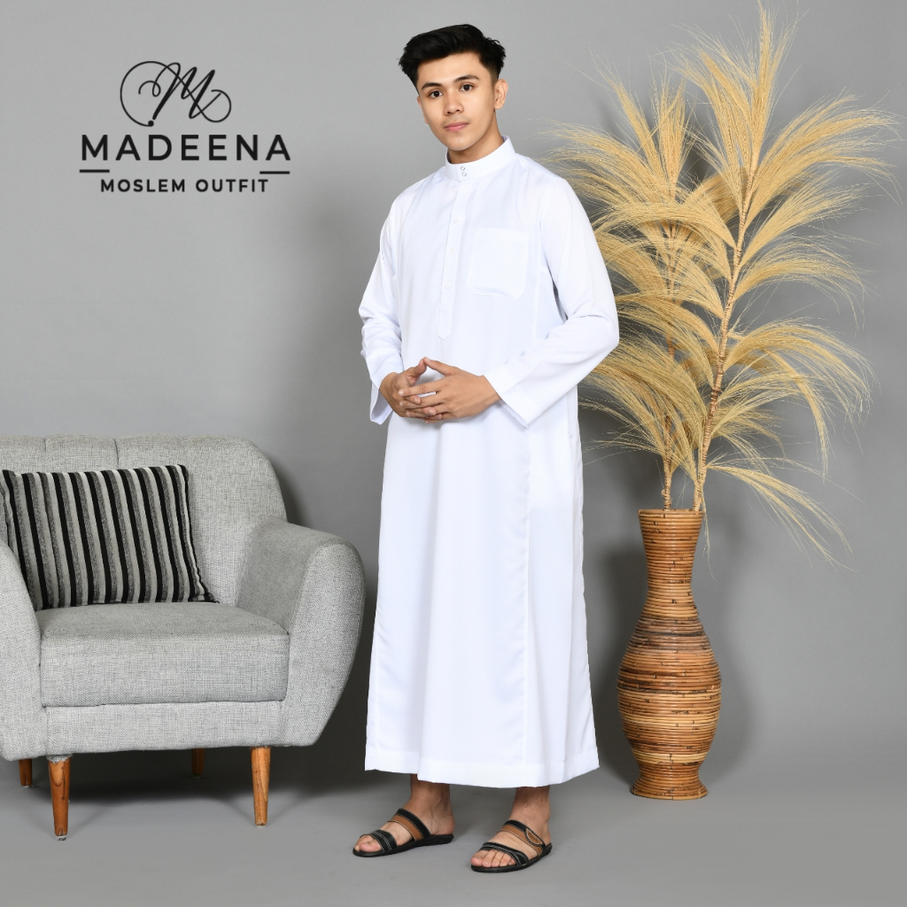 BAHAN PREMIUM / JUBAH PUTIH JUBAH PRIA PREMIUM JUBAH MADANI JUBAH LOKAL THOUB SAUDI