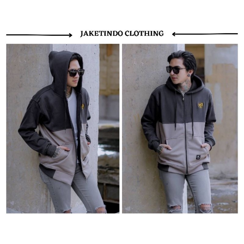 Jaket Sweater Hoodie Zipper Resletting Pria 2D Warna Original Distro Premium