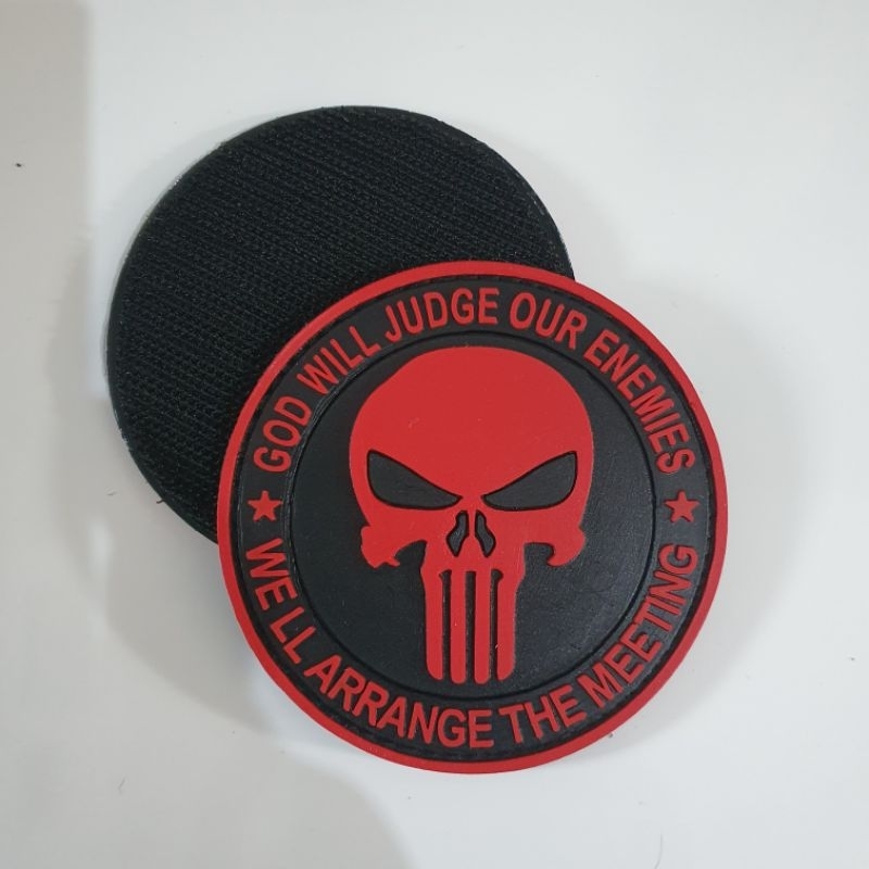 patch rubber logo tengkorak funiser godwill merah / tempelan emblem karet velcro