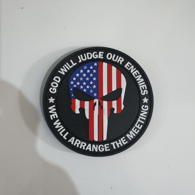 patch rubber logo tengkorak funiser godwill bendera u.s.a / tempelan emblem karet velcro