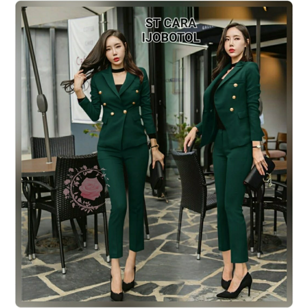 SETELAN CARA BLAZER DAN CELANA PANJANG / BUSANA KANTOR / PAKAIAN KASUAL WANITA GOOD QUALITY