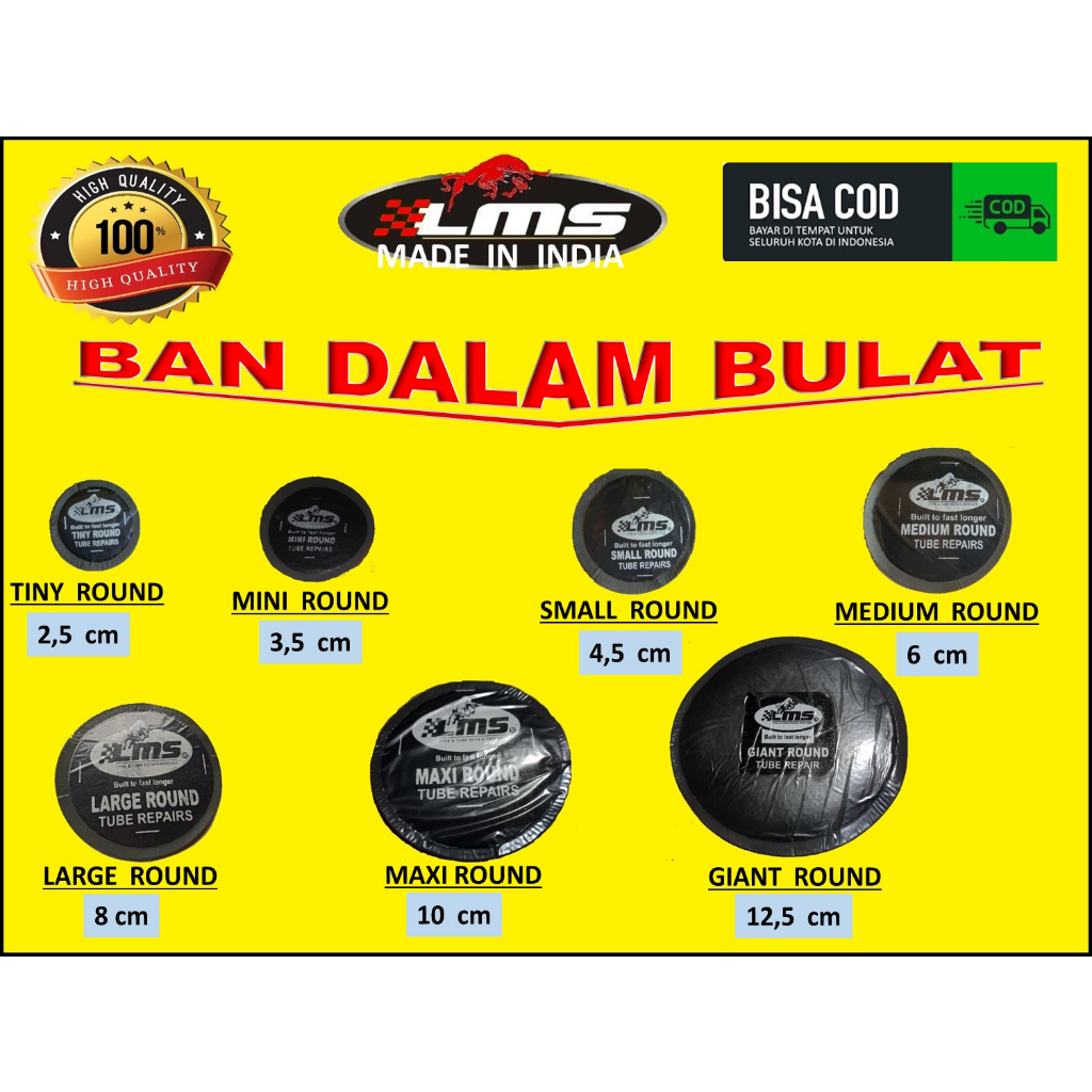 1 box MEDIUM round LMS the bestpatch tire repair karet tambal ban dalam tanpa bakar tip top tubeless