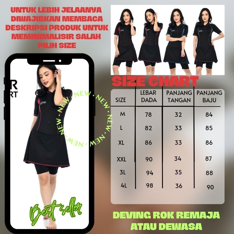 A2R Sport - Diving Rok Dewasa Baju Renang perempuan