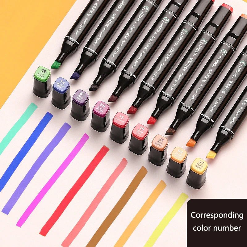 Spidol Stabilo 12 24 30 36 40 48 60 80 Warna Dual Side Fine Art Brush Pen Animation Marker Set Sketsa