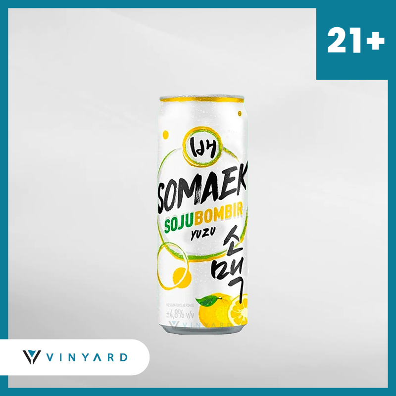 SOMAEK Yuzu ( Lemon ) Soju Bombir Can 320 ml( Original &amp; Resmi By Vinyard )