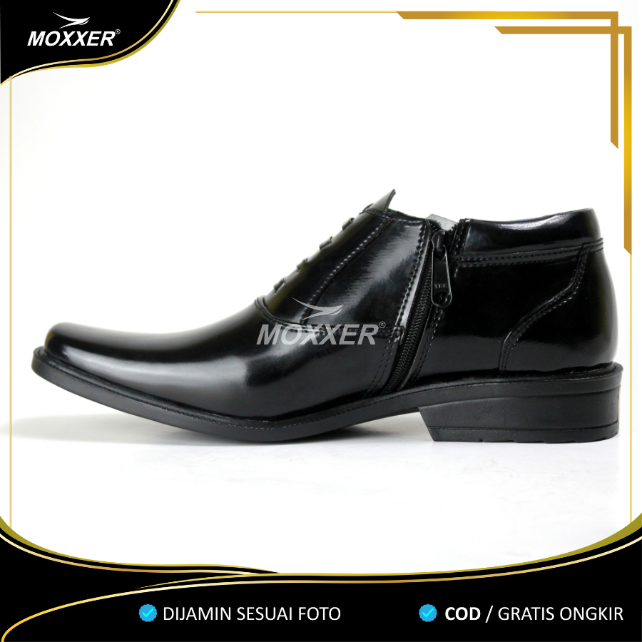 Sepatu PDH Pendek 02 Dinas Polri Security Satpam Pria Glossy Sepatu Kerja Kantor Oxford Pantofel Glossi Resliting