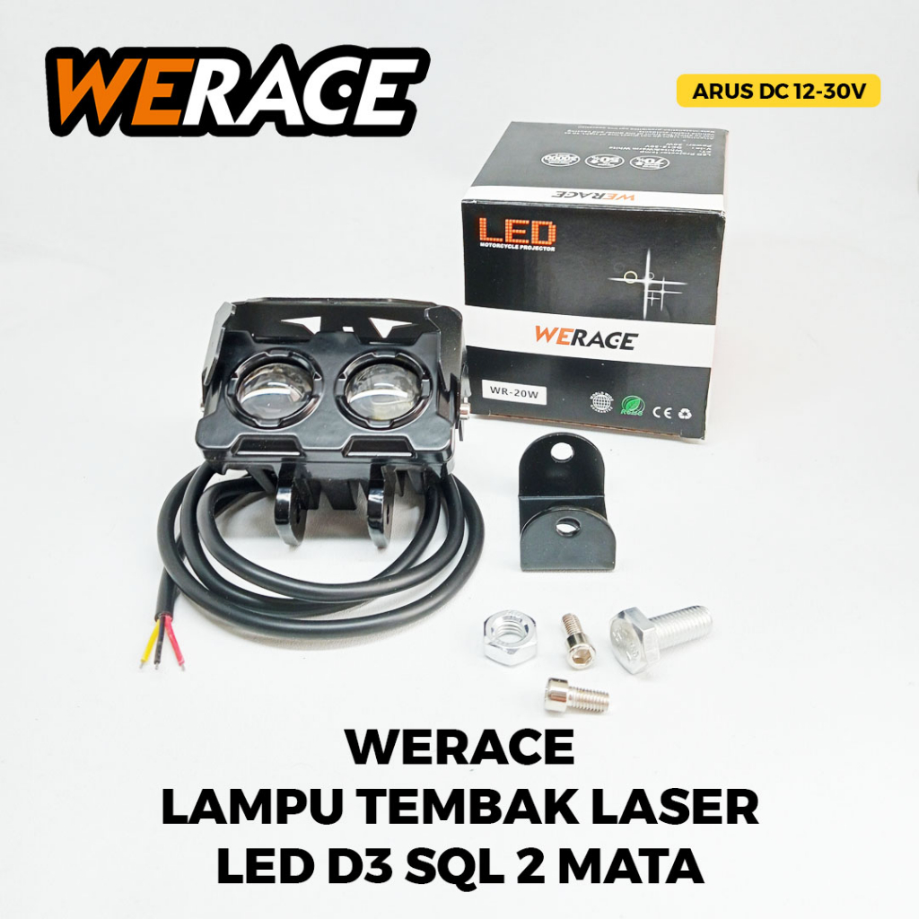 [WERACE] Lampu Tembak Laser LED D3 SQL 2 Mata Putih Kuning 2 Warna