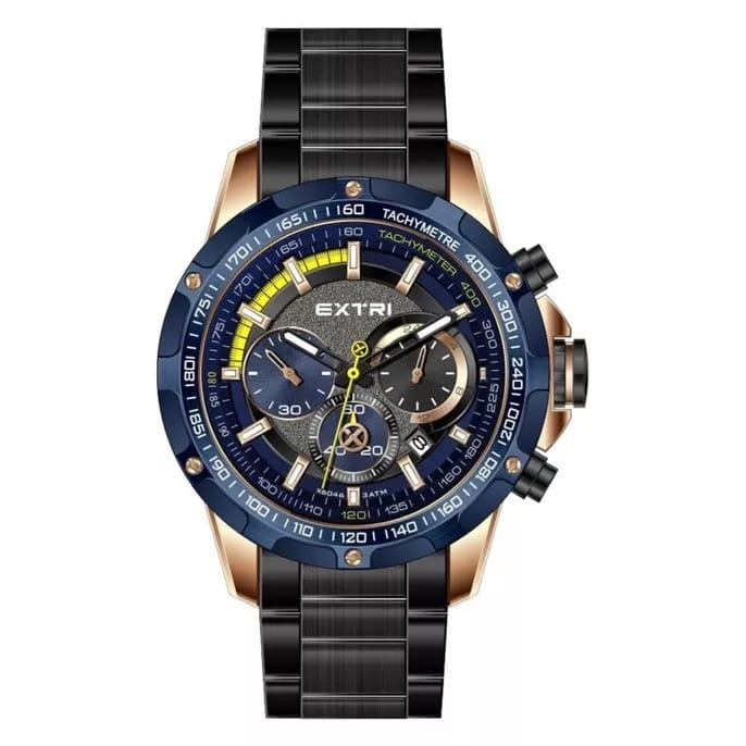 [COD] [Jam Tangan Pria Analog EXTRI Original Rantai Stainless Chronograph Water Resist