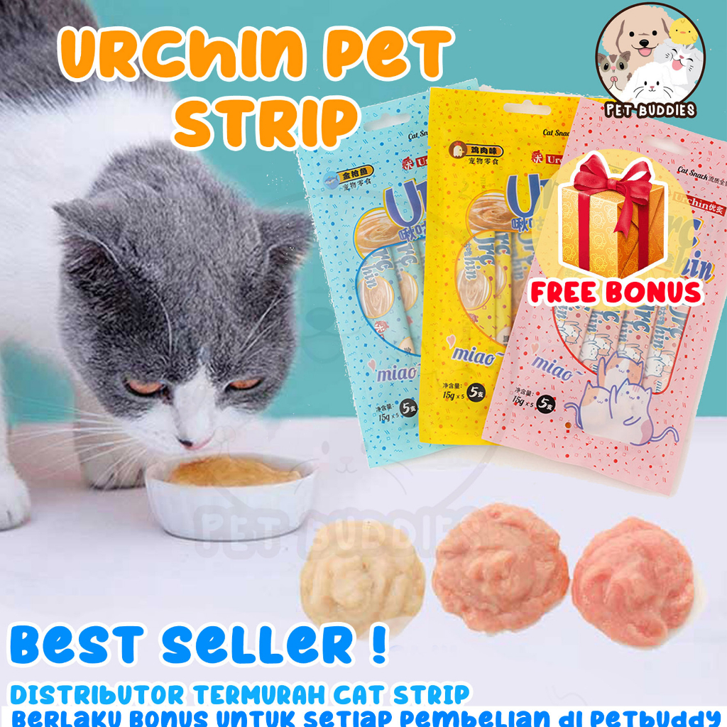 [FREE BONUS] Urchin Cat Strip Snack Makanan Kucing PREMIUM Creamy Treats