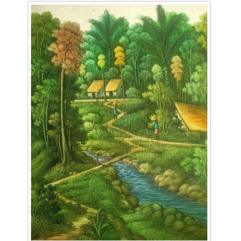 Lukisan Pemandangan Kampung 60 x 80 cm