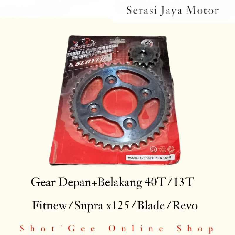 GIR GEAR DEPAN + BELAKANG FITNEW 428H/40T/13T/KARISMA/SUPRA X125/BLADE/REVO ABS