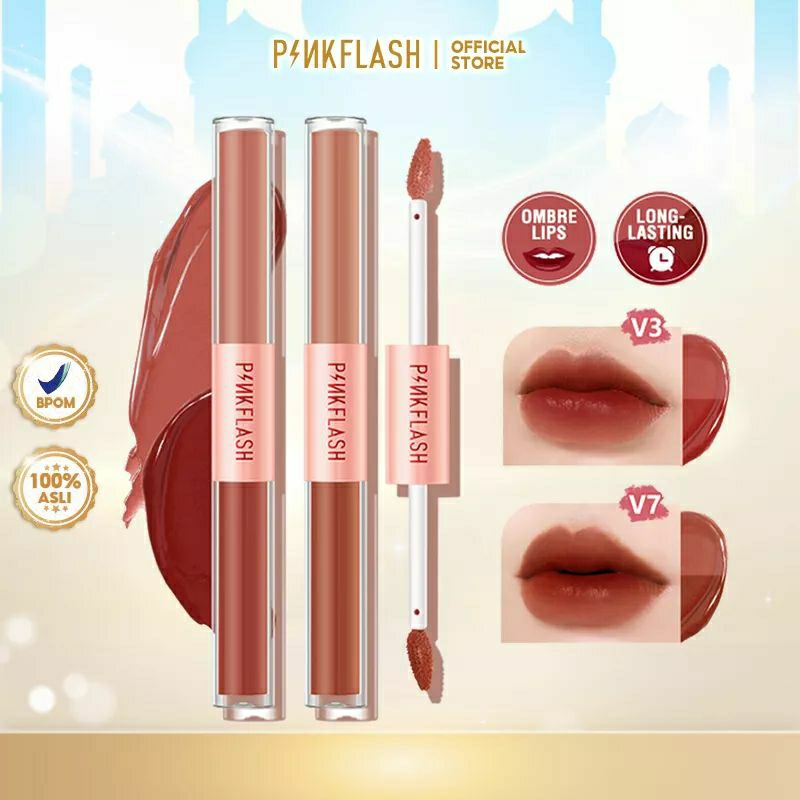 PINKFLASH DUO LIPGLOSS | DOUBLESENSE SERI 2 IN 1 LIPSTIK MATTE / LIPGLOSS PINKFLASH