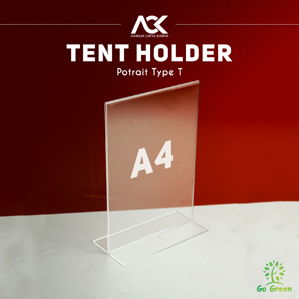 

Tempat Brosur Meja Akrilik A4 T Type / Acrylic Tent Card Holder A4 / A4 T Type 2 Sisi