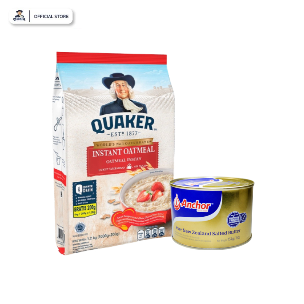Quaker Instant Oatmeal 1.2kg + Free Anchor Butter 454gr