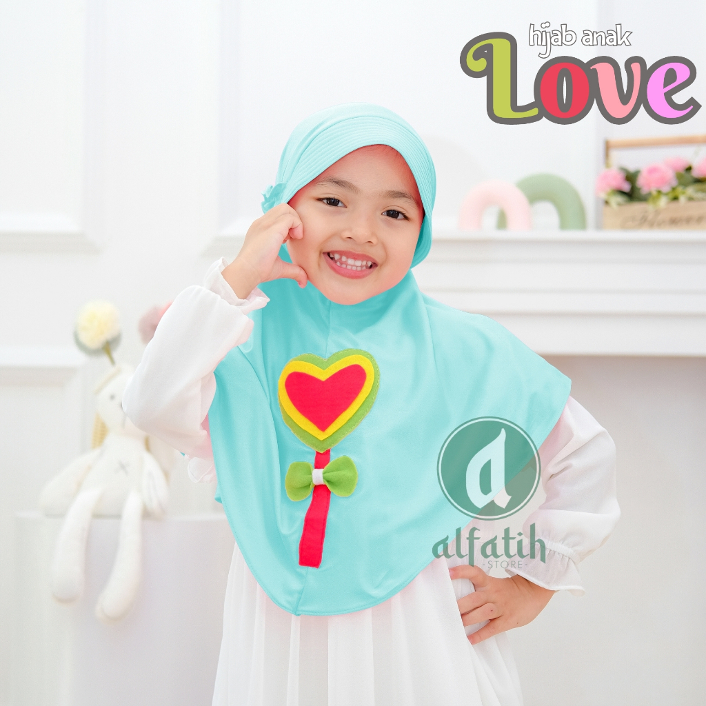 JILBAB ANAK TK - SD LOVE / LOVE / JILBAB ANAK USIA 4-7 TAHUN / PAKAIAN MUSLIM ANAK PEREMPUAN / KERUDUNG ANAK TK / HIJAB ANAK TK-SD KHIMAR ANAK