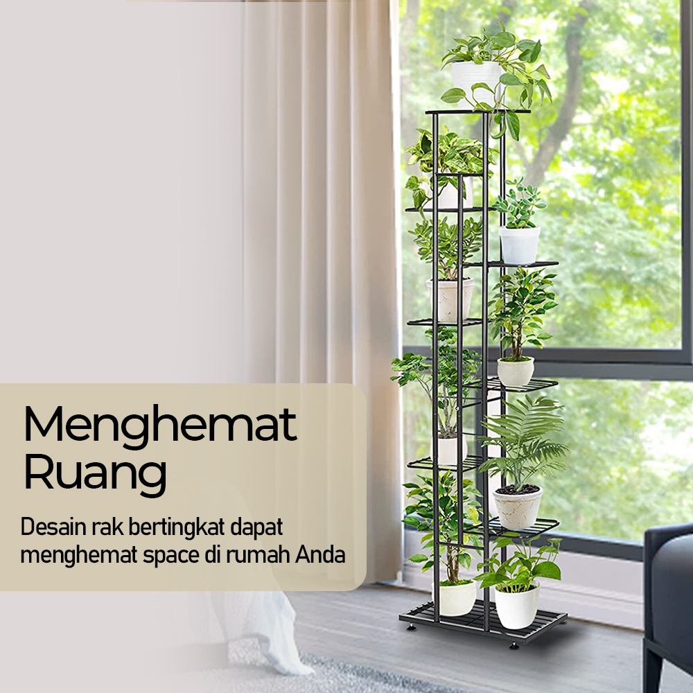 Rak Tanaman Bunga Hias Tingkat besi susun pot Minimalis Bertingkat 8 Layer 9 Pot