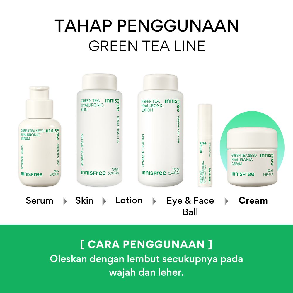 Innisfree Green Tea Seed Hyaluronic Cream 50ml / Pelembap untuk Kulit Kering