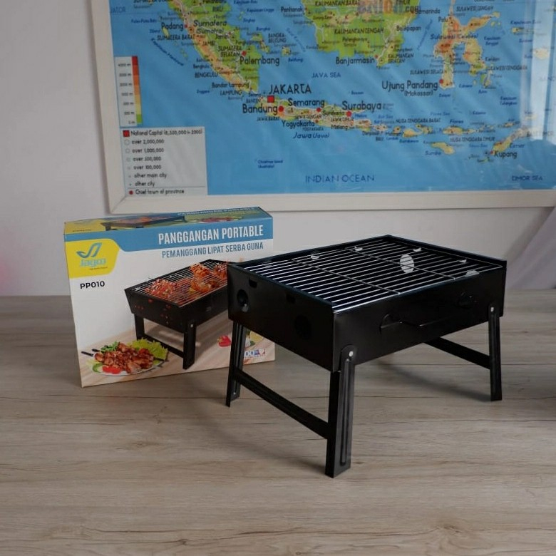 PEMANGGANG LIPAT MULTIGUNA - PORTABLE BBQ GRILL JAGOO 35 CM Panggangan Sate Portable / Alat Panggang Barbeque Grill Pemanggang Lipat Portable BBQ Tempat Bakar Daging Ayam Ikan Sosis Sate