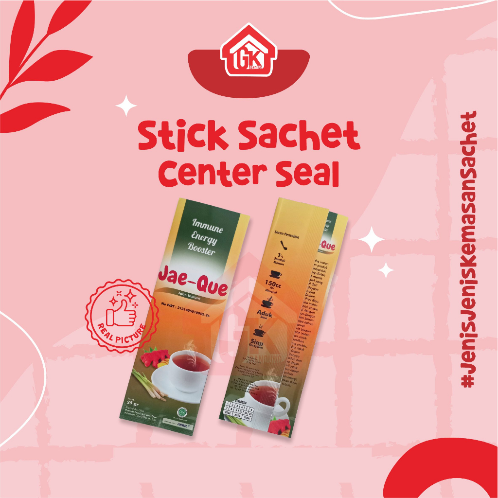 CETAK Kemasan center seal/pillow pack printing custom design uk. 6x15cm / 6x16 cm