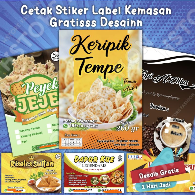 Cetak Stiker Label Cemilan Makanan Label Produk Umkm Kemasan Stiker