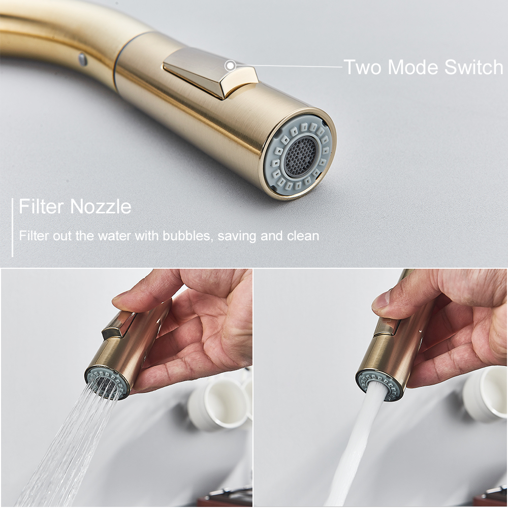 Touch Sensor Kran Sink Mixer Tarik Brushed Brass Kran kitchen Sink keran air wastafel Kran Cuci Piring Fleksibel