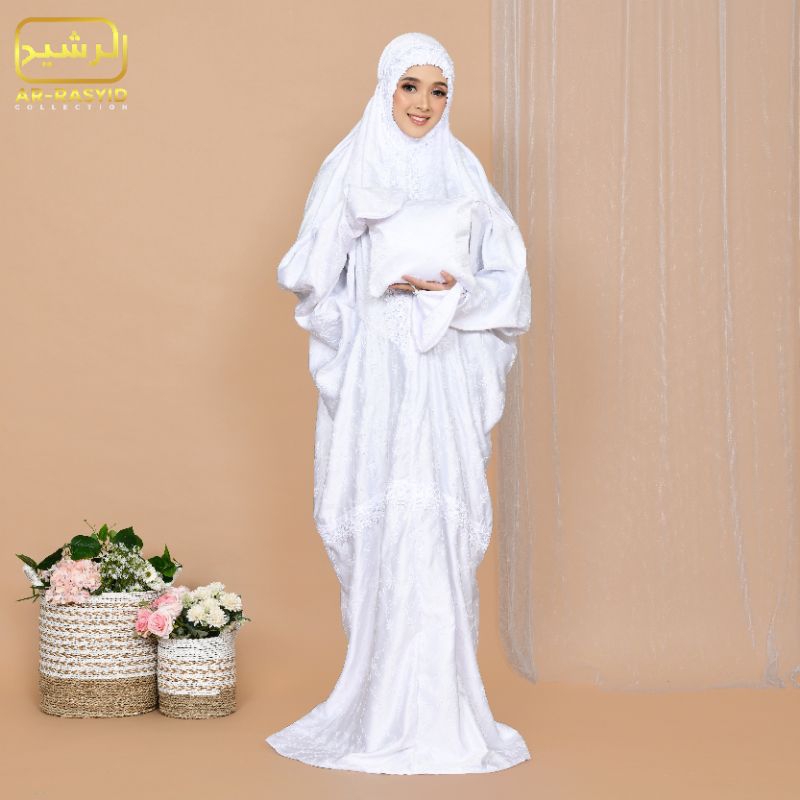 Mukena Terusan Dewasa Sutra Paris Renda Krisdayanti mewah