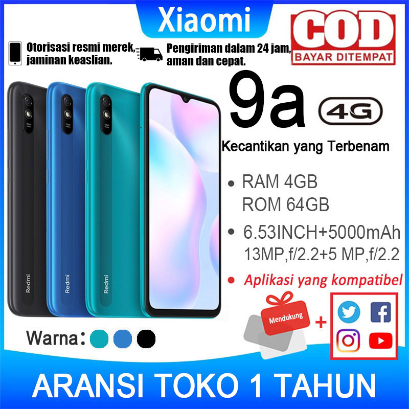 Redmi 9A 4GB+64GB Garansi Resmi Xiaomi 1 TAHUN ORIGINAL BARU HANDPHONE