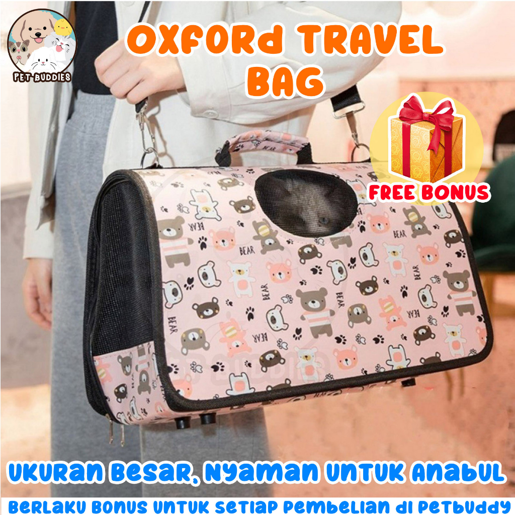 Oxford Travel Bag Tas Kucing Multifungsi Portabel Pet Carrier Cargo Tas Gendong