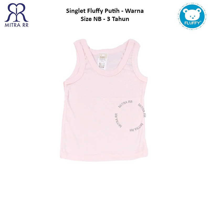 Fluffy Singlet Bayi Polos Putih dan Warna | Kaos Dalam Anak Katun NB – 3 Tahun