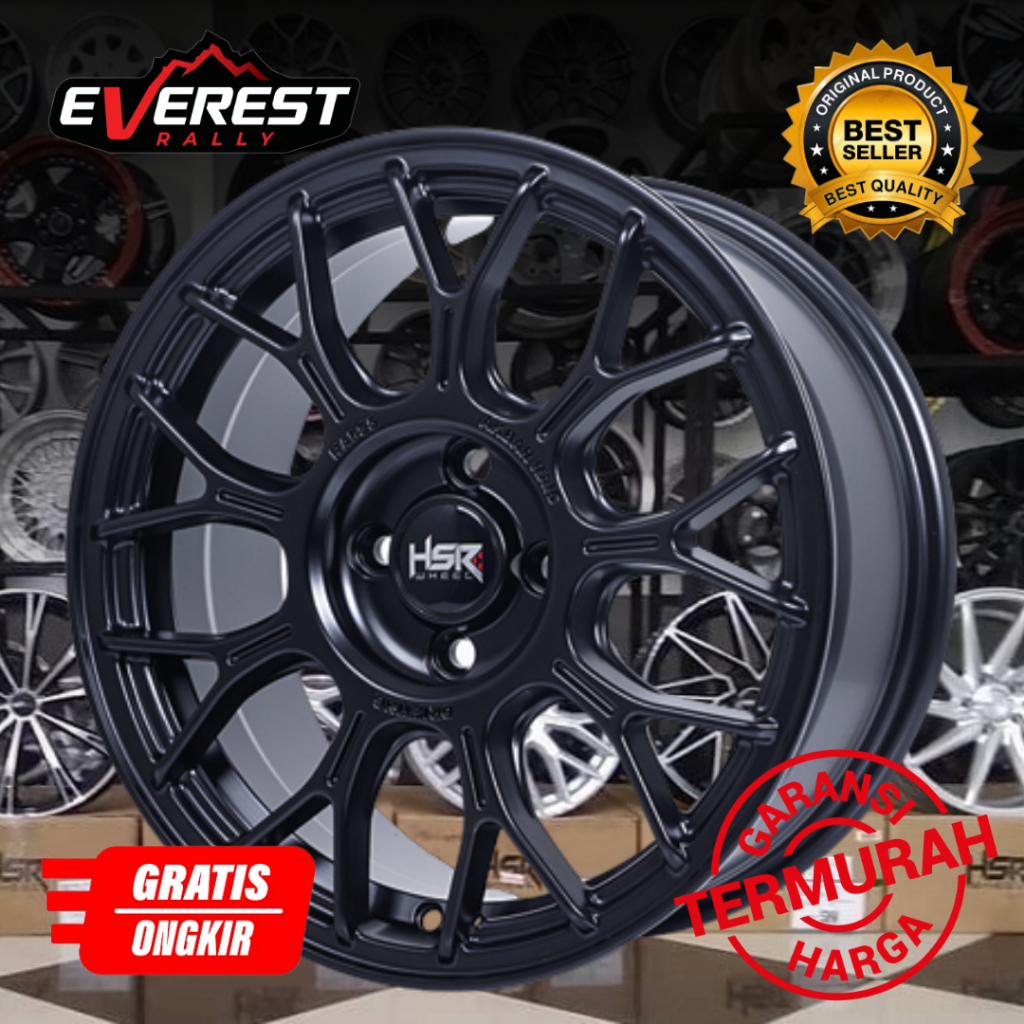 Velg Racing Ring 16 HSR Murah R16 RAI-S5 HSR R16 PCD 4x100 Matte Black