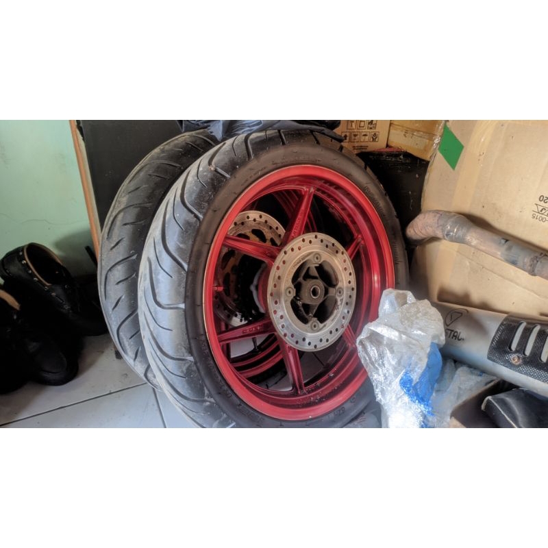 Velg Axio tapak lebar set nap gear,cakram dan ban depan belakang dan arm fxr