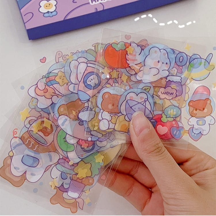 Sticker waterproof anti air motif kartun lucu BOBO beruang luar angkasa bear 50/100 lembar Sticker aesthetic 100pcs Sticker Journaling