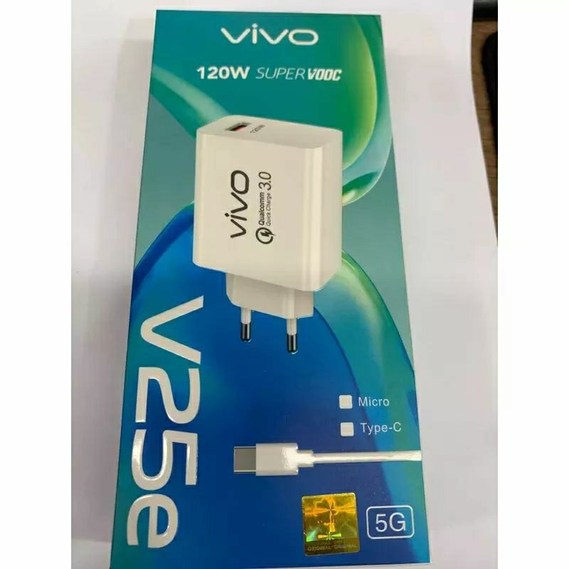 ORI 100% Charger VIVO V25E 120W Super VOOC Flash charging Support Semua hp Type C Micro