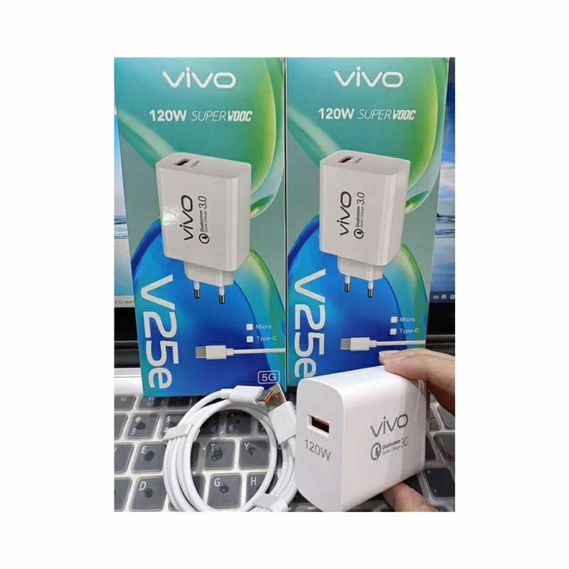 ORI 100% Charger VIVO V25E 120W Super VOOC Flash charging Support Semua hp Type C Micro