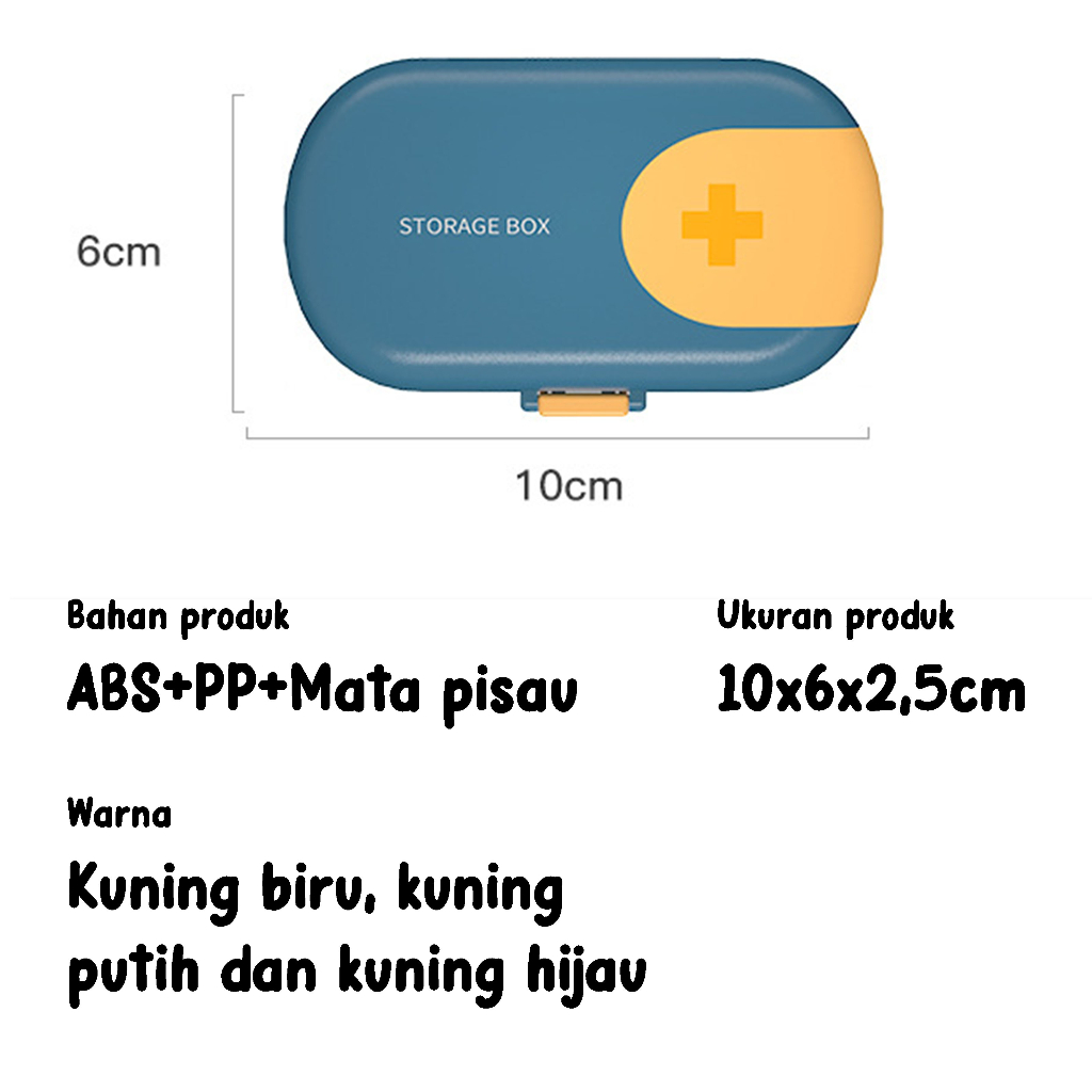 Kotak Obat/Capsule Box Oval Pill Traveling 4 &amp; 6 Sekat Wadah Obat Mini Portable Medicine Box