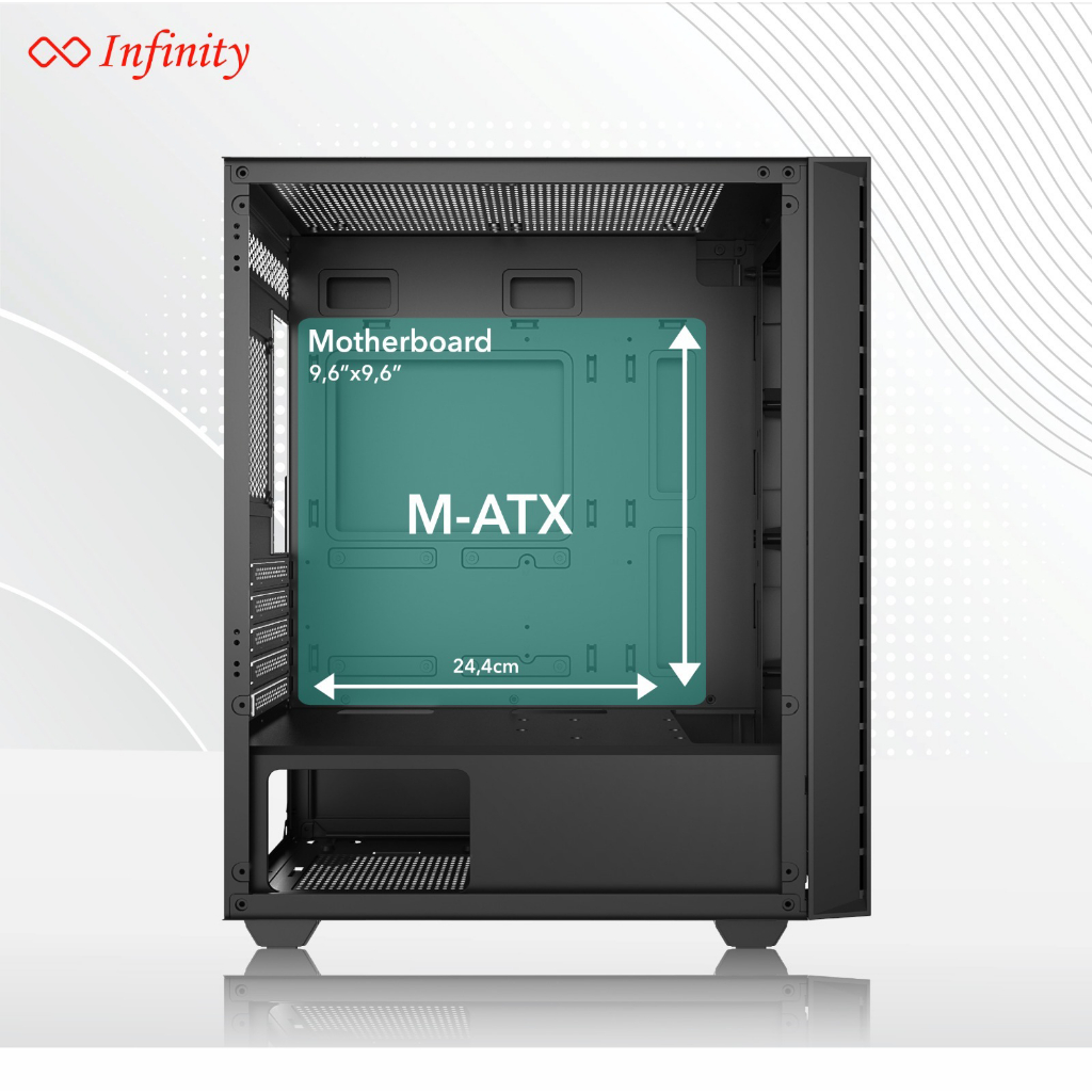 CASING INFINITY POSEIDON V3 WHITE + 3 FAN | mATX Gaming Case