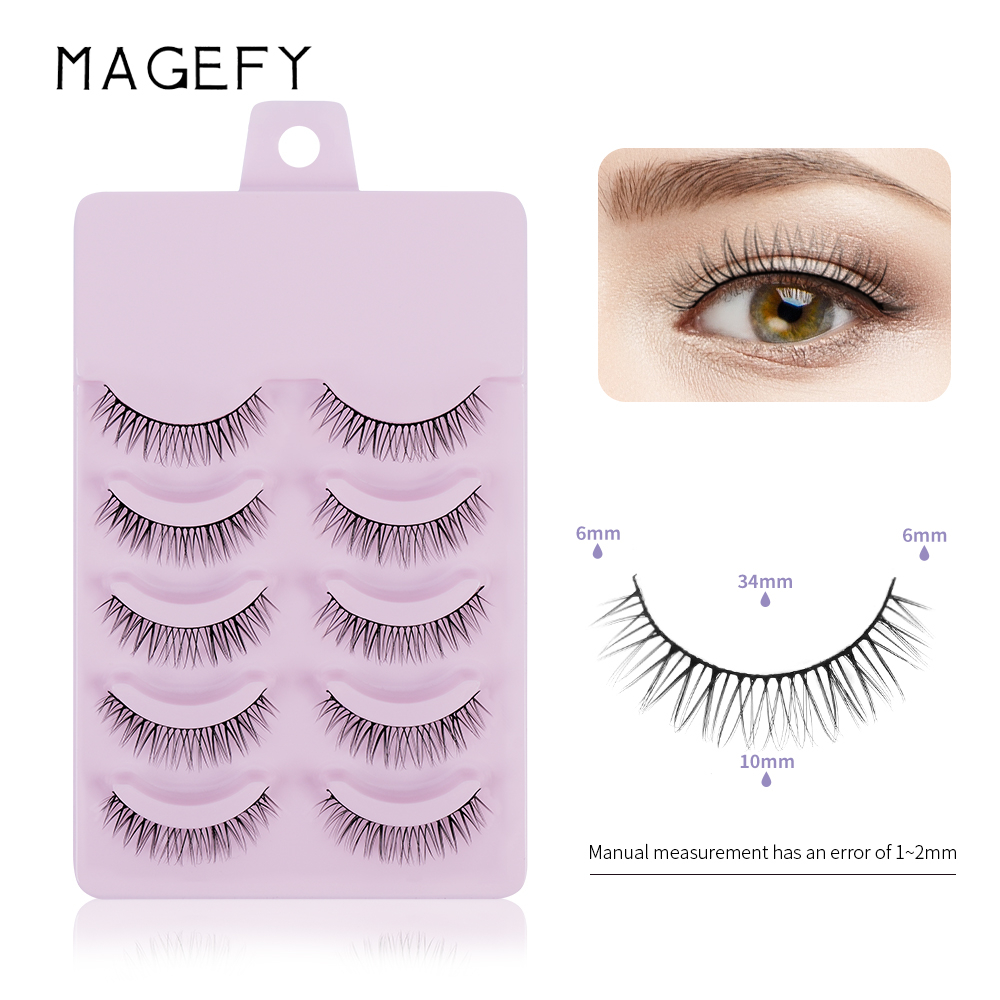 MAGEFY 5 Pasang Manga Bulu Mata Alami Asia Cosplay Bulu Mata Faux Mink Bulu Mata Jepang Korea Bulu Mata Palsu 1464