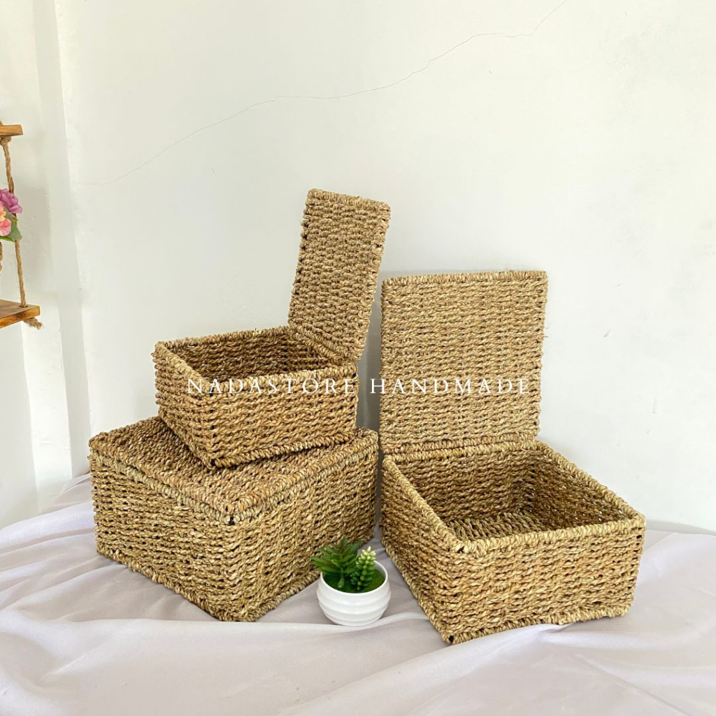 HAMPERS BOX / KOTAK PARCEL / KERANJANG  ANYAMAN SEAGRASS / HAMPERS SEAGRASS COVER